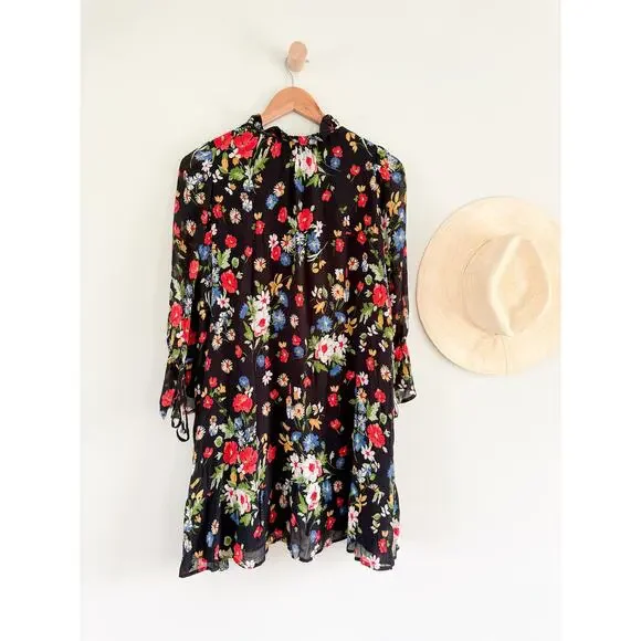 Sezane Sézane | India Dress Black Floral | Sz 36 // US Sz 4 - Picture 11 of 12